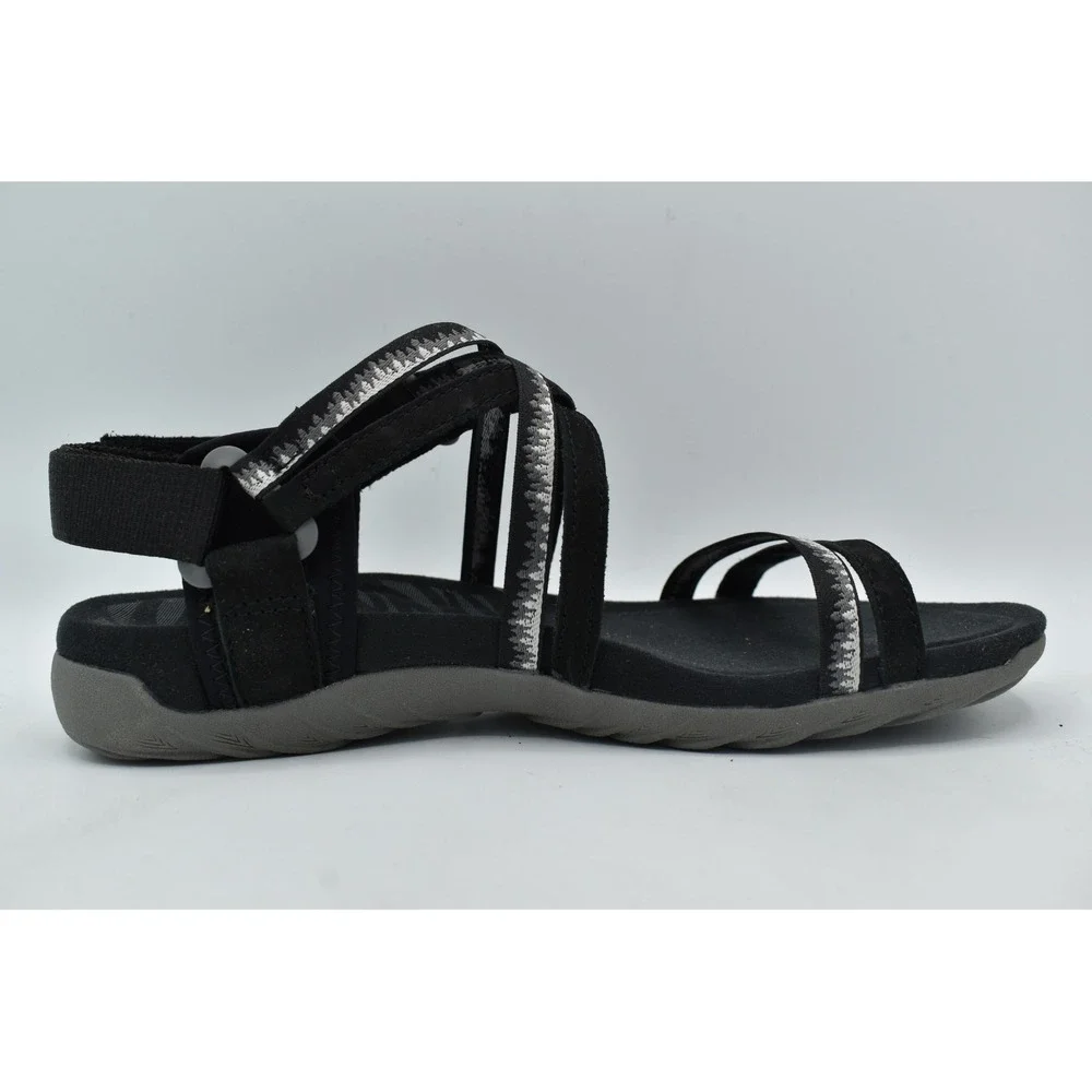 Merrell Womens Size 7 Wide Width Terran 3 Cush Lattice Black Leather Sandals